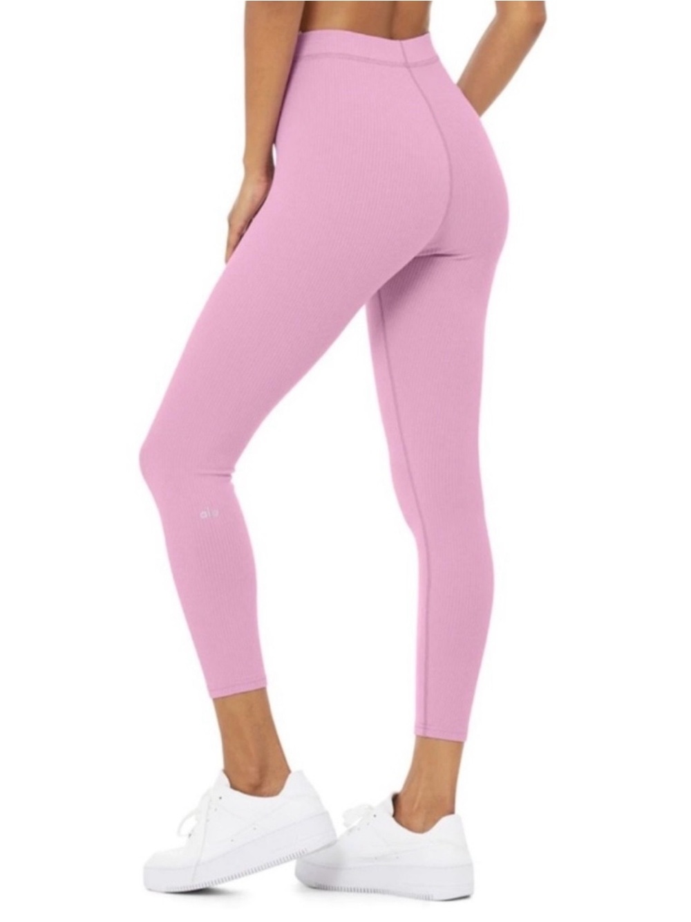 Alo Yoga Ribbed High Waisted Leggings, Lavender/Pink, Size L